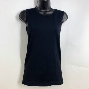 Athleta Womens Renew Tank Top Black Sleeveless Shirt 920045 Stretch Ribbed SizeS